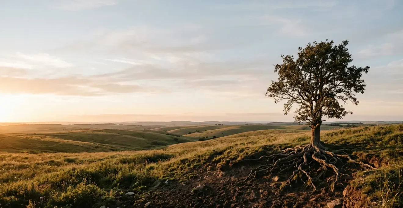 Composition minimaliste montrant un environnement calme symbolisant la croissance financière patiente et maîtrisée