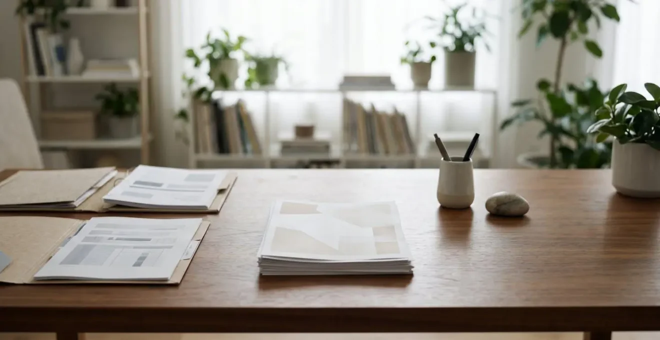 Documents de prévoyance et certificats médicaux organisés sur un bureau avec éclairage naturel