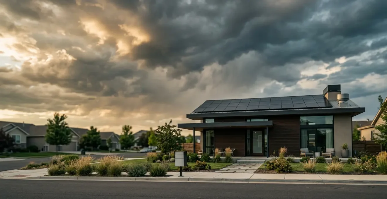 Pavillon résidentiel protégé face aux éléments climatiques extrêmes et équipements technologiques modernes