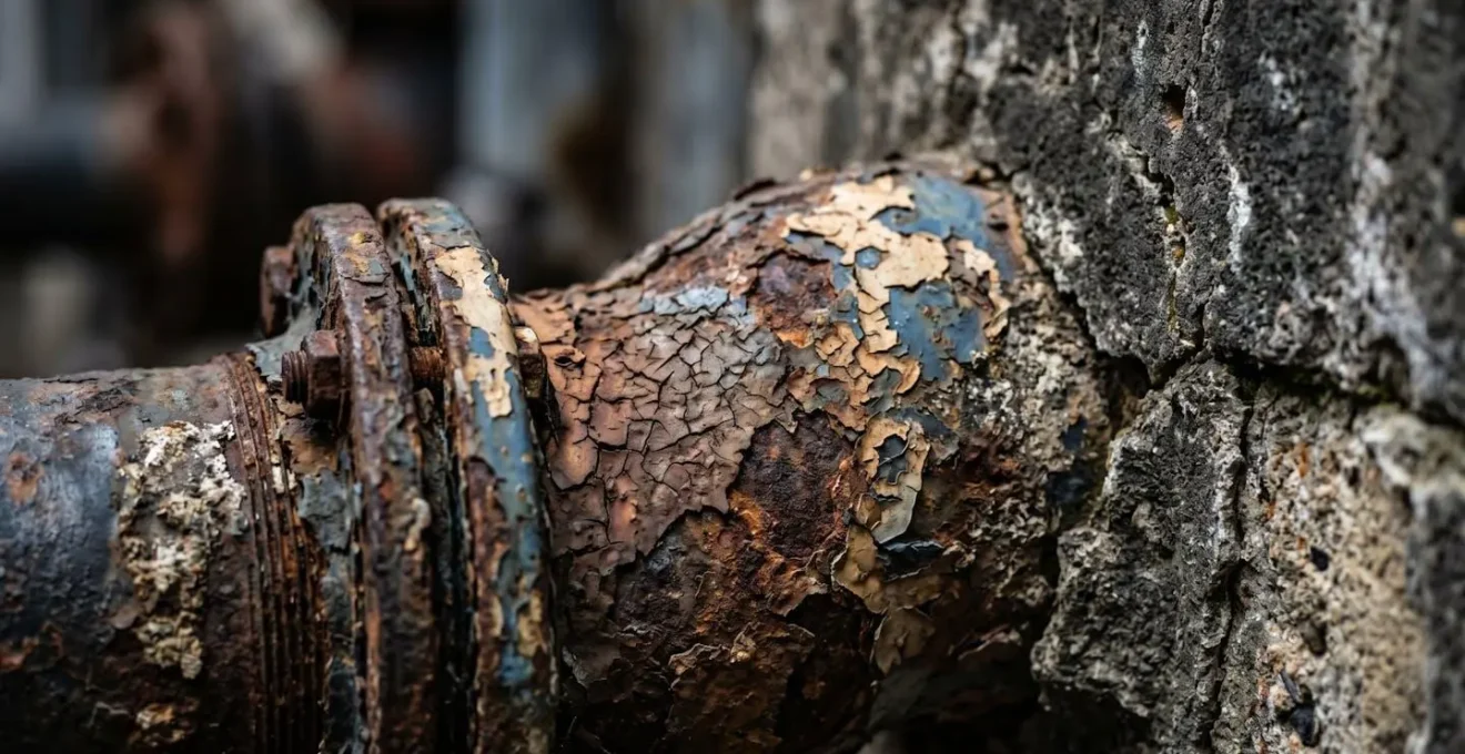 Gros plan macro sur les détails de vétusté d'une installation domestique ancienne
